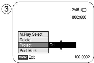 SAMSUNG VP-D351 - Uso del menu rapido: Protect (Proteghi) - 2
