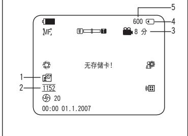 SAMSUNG VP-DC175WB - OSD（On Screen Display）照片摄制模式/照片播放模式下的屏幕显示(仅限VP-DC173(i)/DC175WB/DC175W(i)/DC575WB/DC575Wi) - 1
