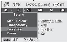 SAMSUNG VP-DX1000 - ZACETNA NASTAVITEV: JEZIK ZASLONSKEGA - 3
