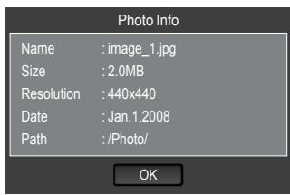 SAMSUNG LE40A626A3M - Viewing the Photo Information - 2