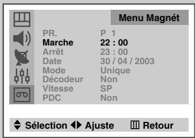 SAMSUNG UW-28J10VD - Appuyez sur le bouton ▼ ou ▲ pour sélectionner Arrêt. Modifiez l'heure d'arrêt de la même manière. - 2