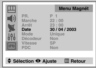 SAMSUNG UW-28J10VD - Appuyez sur le bouton ▼ ou ▲ pour sélectionner Arrêt. Modifiez l'heure d'arrêt de la même manière. - 4