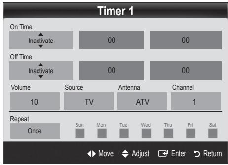 SAMSUNG UE-37C6000 - Setting the On / Off Timer - 1