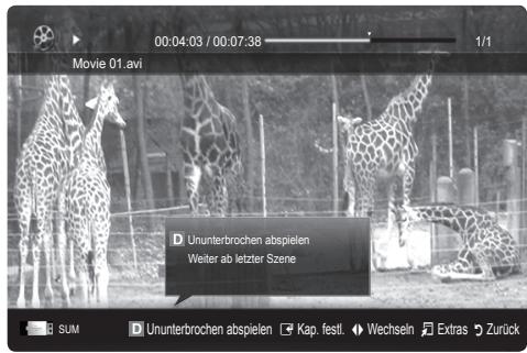 SAMSUNG UE-37C6000 - Filmwiedergabe fortsetzen (Wiedergabe fortsetzen) - 1