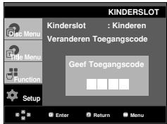 KINDERSLOT Kinderslot : Kinderen Veranderen Toegangscode Geef Toegangscode Setup Enter Return Menu