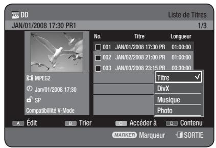 SAMSUNG DVD-HR777 - Utilisation du bouton TITLE LIST - 6