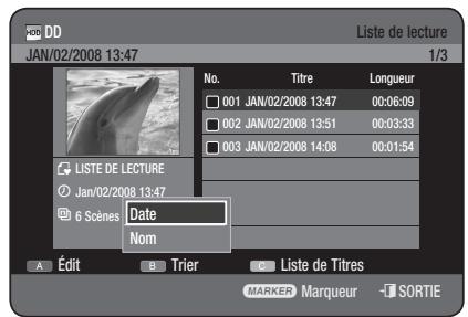 SAMSUNG DVD-HR777 - Utilisation de la fonction Trier (Liste de lecture) - 2