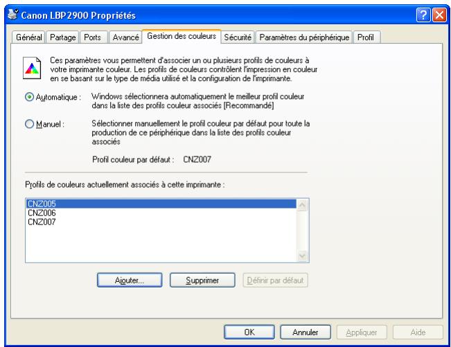 CANON LBP-2900 - Onglet [gestion des couleurs] (windows 2000/xp/server 2003 équipement) - 1