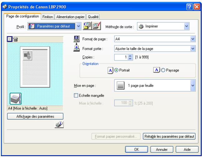 CANON LBP-2900 - Confirmez le nom de l'imprimante, puis cliquez sur [propriétés] - 2