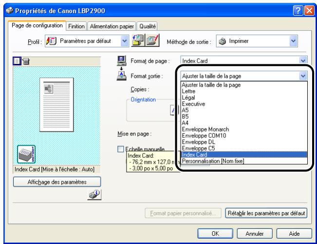 CANON LBP-2900 - Définissez le paramètre [format sortie] sur [index card] le cas échéant. - 1