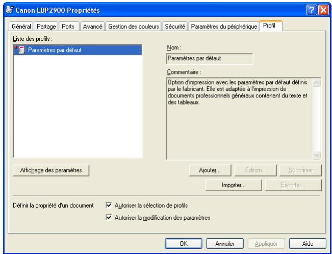 CANON LBP-2900 - Onglet [configuration]/[paramètres du périphérique] - 2