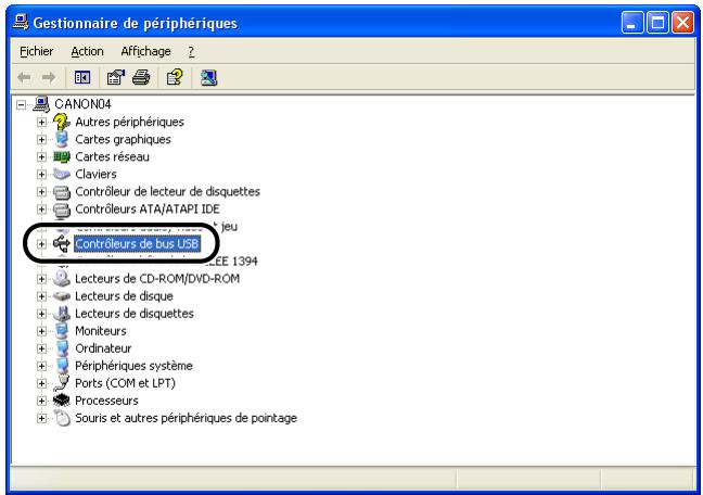 CANON LBP-2900 - Cliquez sur [matériel] → [gestionnaire de périphériques], puis double-cliquez sur [contrôleurs de bus USB]. - 1