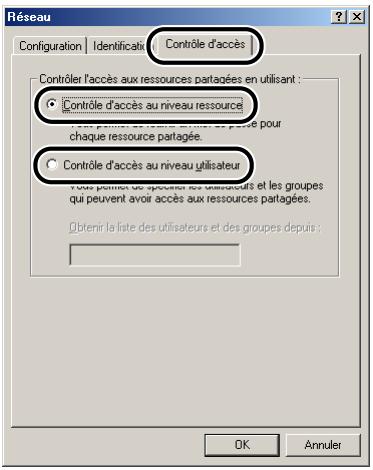 CANON LBP-2900 - Accédez à l'onglet [contrôle d'accès] puis sélectionnez [contrôle d'accès au niveau ressource] ou [contrôle d'accès au niveau utilisateur]. - 1