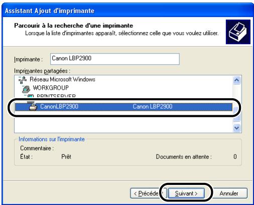 CANON LBP-2900 - Sélectionnez le réseau du serveur d'impression, puis cliquez sur [suivant] - 1