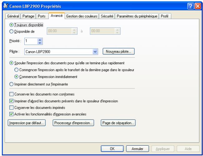 CANON LBP-2900 - Onglet [avancé] (windows 2000/xp/server 2003 uniquement) - 1