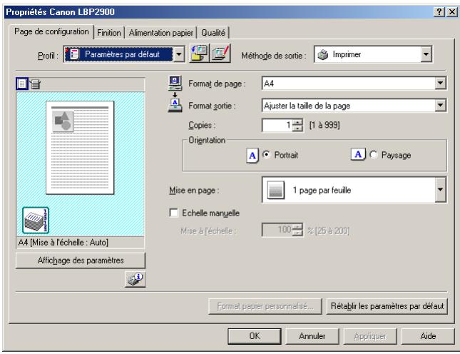 CANON LBP-2900 - Confirmez le nom de l'imprimante, puis cliquez sur [propriétés] - 2