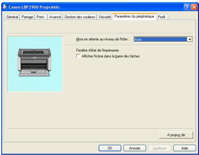 CANON LBP-2900 - Onglet [configuration]/[paramètres du périphérique] - 1