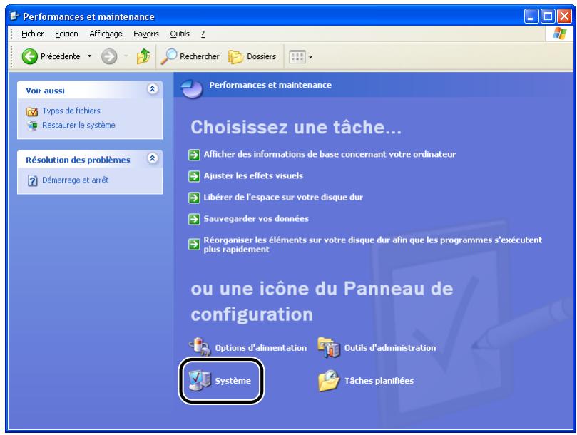 CANON LBP-2900 - Sélectionnez [panneau de configuration] dans le menu [démarrer], puis cliquez sur [performance et maintenance] → [système]. - 1