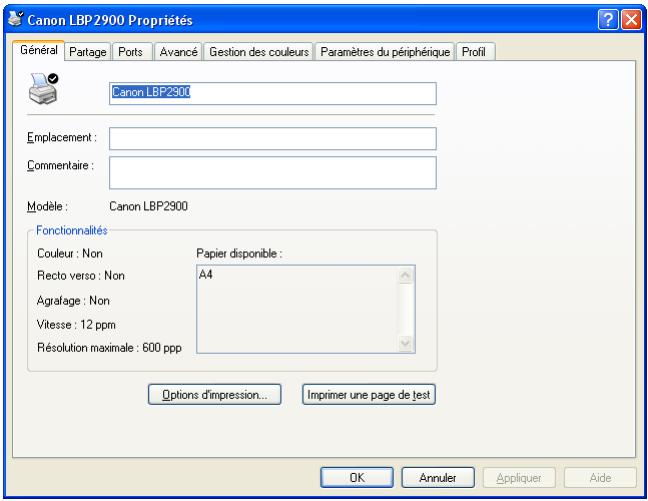 CANON LBP-2900 - Sélectionnez l'icône de votre imprimante, puis sélectionnez [propriétés] dans le menu [fichier]. - 2