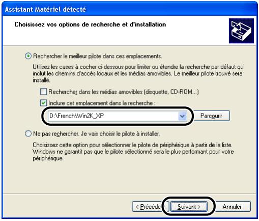 CANON LBP-2900 - Vérifiez que le chemin correct est affiché dans le champ [inclure cet emplacement dans la recherche], puis cliquez sur [suivant]. - 1