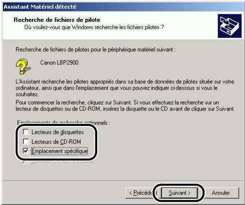 CANON LBP-2900 - Sélectionnez [rechercher un pilote approprié pour mon périphérique (recommandé)], puis cliquez sur [suivant]. - 3