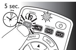 PHILIPS SRP5004/86 - Voorbeeld: de universele afstandsbediening instellen voor bediening van uw TV: - 1