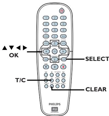 PHILIPS DVDR3355 - Utilisation des options T/C - 1