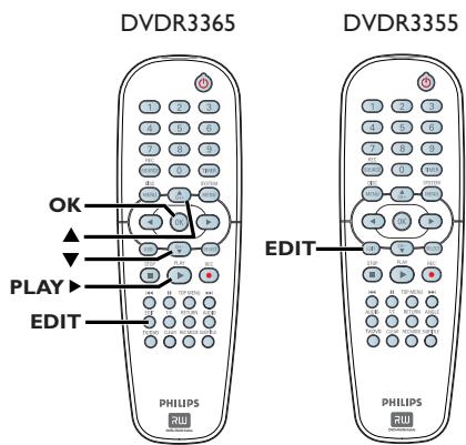 PHILIPS DVDR3355 - Accès au menu d'edition video - 1