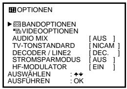 SONY SLV-E730NP - Einstellen von Menüoptionen - 1
