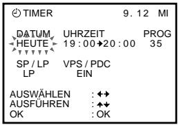 SONY SLV-E730NP - Überprüfen, Ändern und Löschen von Timer-Einstellungen (Fortsetzung) - 1