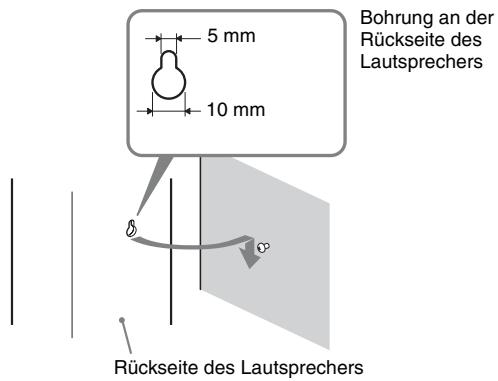 SONY BDV-F500 - Hangen Sie die Laufsprecher an den Schrauben auf. - 1