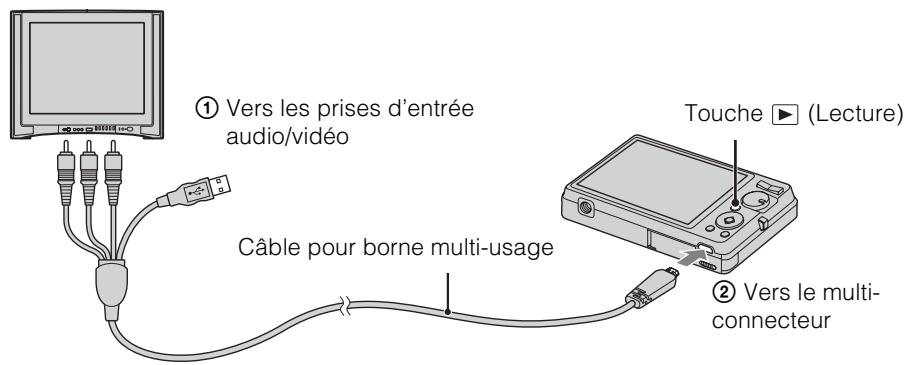 SONY DSC-W390 - Visualisation d/images en raccordant l'appareil à un téléviseur avec le cable fourni ou la borne multi-usage - 1