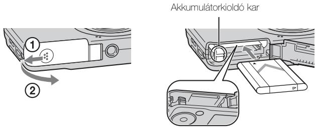 SONY CYBER-SHOT DSC-W710 - Az akkumulátoregység behelyezése - 1