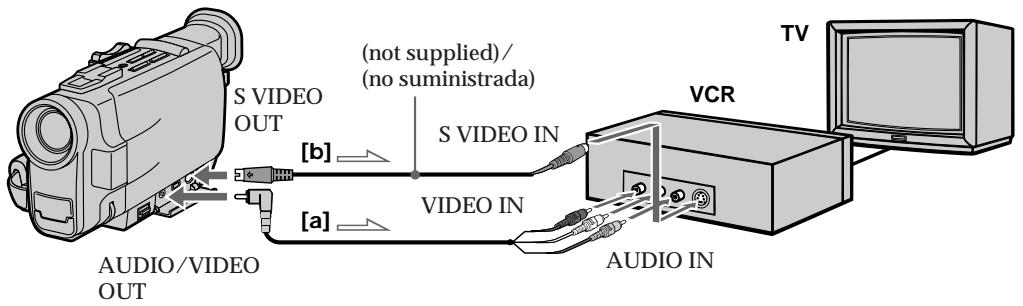 SONY DCR-TRV7 - Uso del cable de connexion de A/V [a] o de S video (no suministrado) [b] - 1