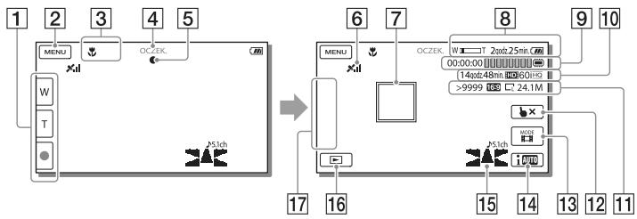 SONY HDR-PJ780E - Wyświetlenie informaci na ekranie LCD - 2