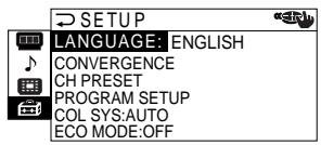 SONY KP-FS53M61 - Changing the "SETUP" setting - 5