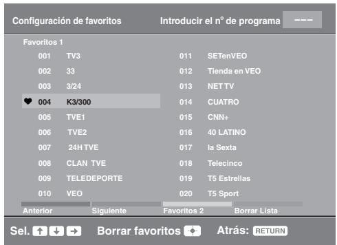 SONY KDL-32P3600 - Utilización de la lista Favoritos Digitales DVB3* - 1