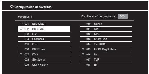 SONY BRAVIA KDL-26BX321 - Utilización de la lista de Favoritos digitales DVB\* - 1