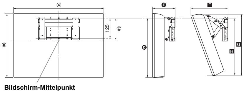 SONY BRAVIA KDL-26BX321 - Tabelle der Fernsehgeräte-Installationsabmessungen - 1