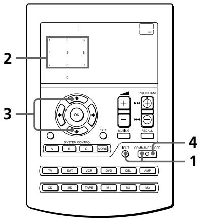 SONY RM-AV2500T - Inställing av bakgrundsbelysningen für display-rutan - 1