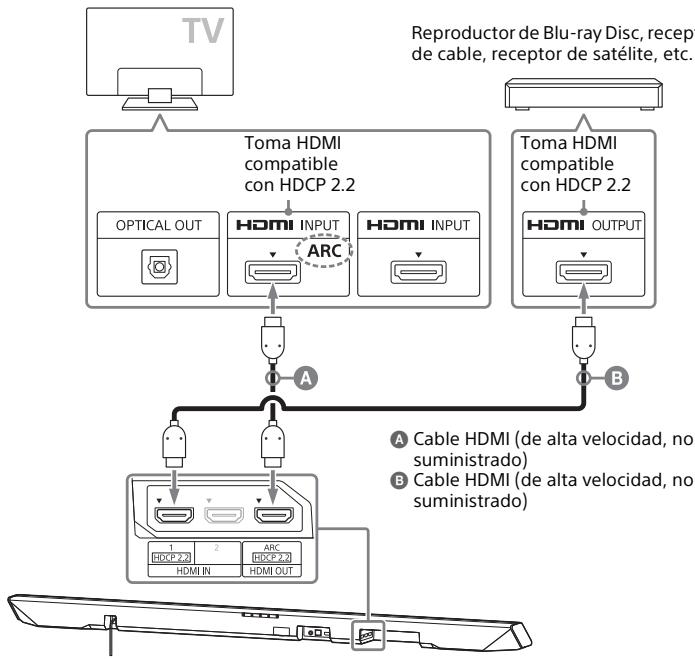 SONY RMT- AH101U - Cuando la toma HDMI del teovisor es compatible con HDCP 2.2 y tiene la etiqueta ARC - 1