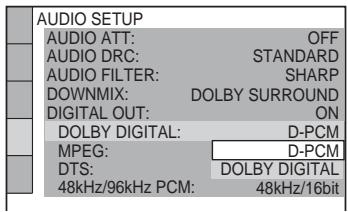 SONY DVP-LS785V - Press / to select the type of Dolby Digital signal you wish to send to your amplifier (receiver). - 1