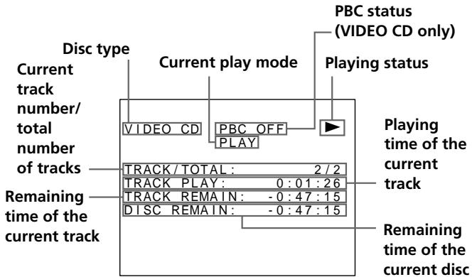 SONY PBD-V30 - Display information of the on-screen display on mode - 1
