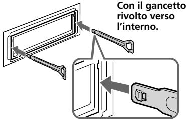 Con il gancetto rivolto verso l'interno.