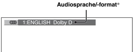 SONY MEX-DV800 - Drücken Sie während der Wiedergabe AUDIO so oft, bis die gewünschte Audiosprache bzw. das gewünschte Audioformat erscheint. - 1