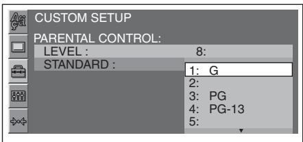 SONY MEX-DV800 - Press ↑/↓ to select "LEVEL," then press ENTER. - 1