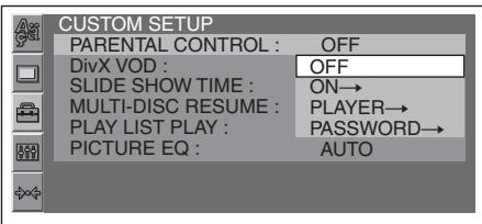 SONY MEX-DV800 - Activation du contrôle parental - 1