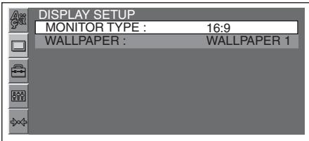 SONY MEX-DV800 - Wählen Sie mit ↑/↓ die Option ☐ (DISPLAY SETUP) aus und drücken Sie ENTER. - 1