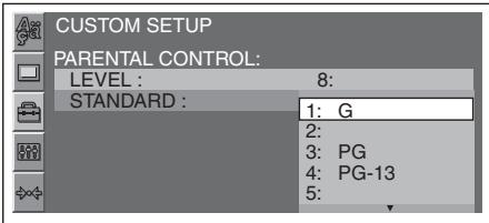 SONY MEX-DV800 - Modification de la zone et du niveau d'évaluation des films - 2