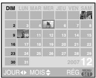 PANASONIC LUMIX DMC-FX12 - Tournez le levier du zoom à plusieurs reprises vers [ ] [W] pour afficher l'écran du calendrier. - 1